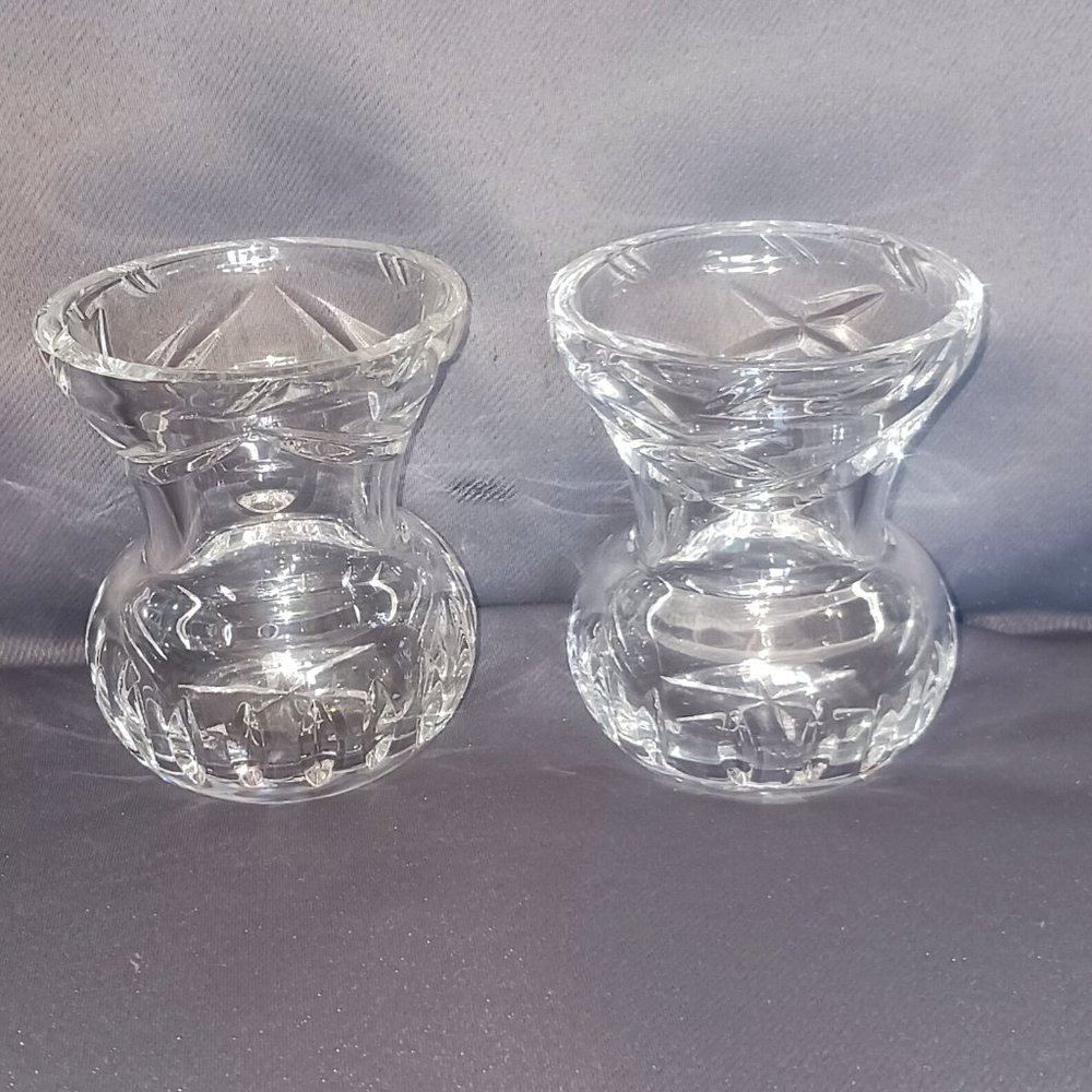 A Set of Small Vintage Cut Crystal Bud Vases